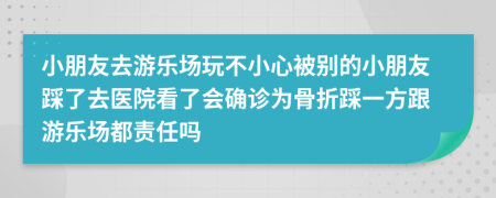 小朋友去游乐场玩不小心被别的小朋友踩了去医院看了会确诊为骨折踩一方跟游乐场都责任吗