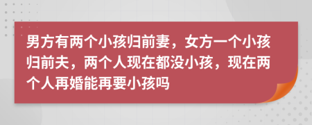 男方有两个小孩归前妻，女方一个小孩归前夫，两个人现在都没小孩，现在两个人再婚能再要小孩吗