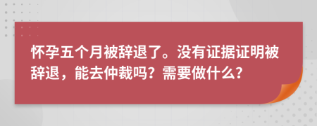 怀孕五个月被辞退了。没有证据证明被辞退，能去仲裁吗？需要做什么？