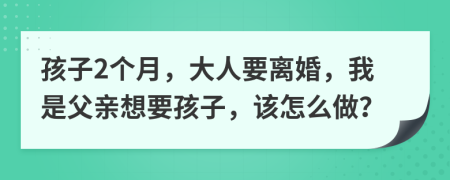 孩子2个月，大人要离婚，我是父亲想要孩子，该怎么做？