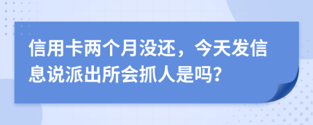 信用卡两个月没还，今天发信息说派出所会抓人是吗？