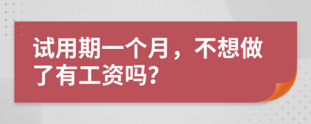 试用期一个月，不想做了有工资吗？