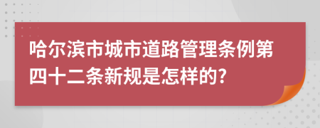 哈尔滨市城市道路管理条例第四十二条新规是怎样的?