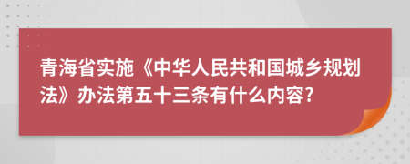 青海省实施《中华人民共和国城乡规划法》办法第五十三条有什么内容?