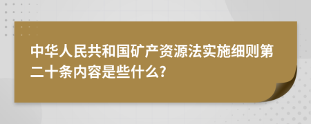 中华人民共和国矿产资源法实施细则第二十条内容是些什么?