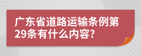 广东省道路运输条例第29条有什么内容?