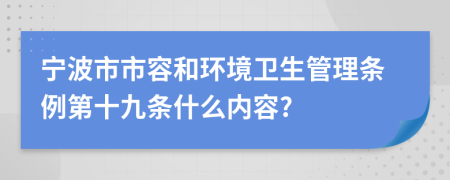 宁波市市容和环境卫生管理条例第十九条什么内容?