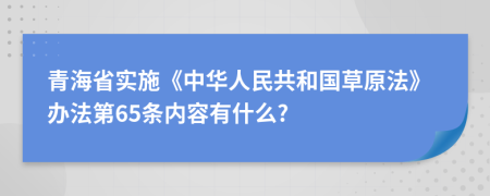 青海省实施《中华人民共和国草原法》办法第65条内容有什么?