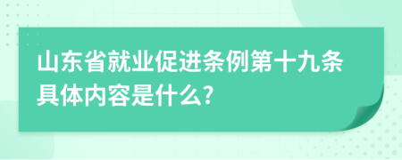 山东省就业促进条例第十九条具体内容是什么?