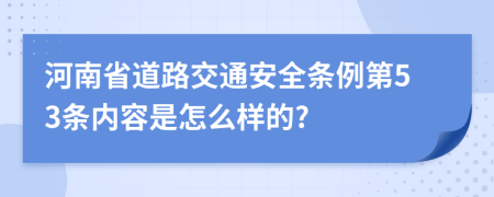 河南省道路交通安全条例第53条内容是怎么样的?