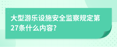 大型游乐设施安全监察规定第27条什么内容?