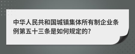 中华人民共和国城镇集体所有制企业条例第五十三条是如何规定的?