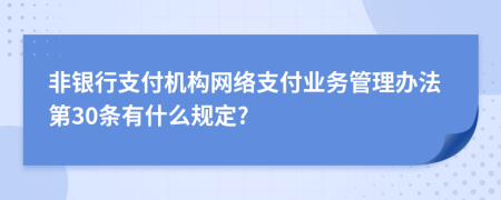 非银行支付机构网络支付业务管理办法第30条有什么规定?