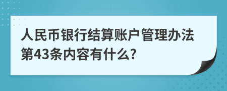 人民币银行结算账户管理办法第43条内容有什么?