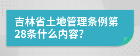 吉林省土地管理条例第28条什么内容?