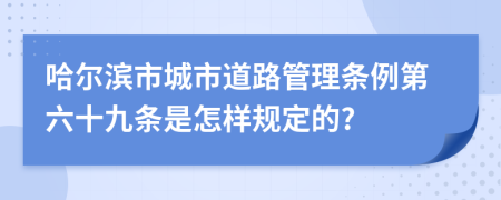 哈尔滨市城市道路管理条例第六十九条是怎样规定的?