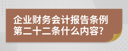 企业财务会计报告条例第二十二条什么内容?