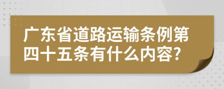 广东省道路运输条例第四十五条有什么内容?