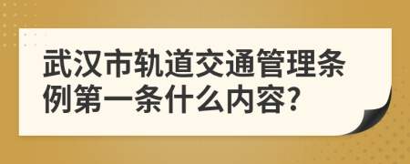 武汉市轨道交通管理条例第一条什么内容?