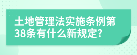 土地管理法实施条例第38条有什么新规定?