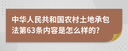 中华人民共和国农村土地承包法第63条内容是怎么样的?