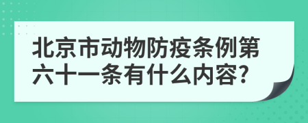 北京市动物防疫条例第六十一条有什么内容?