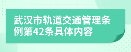 武汉市轨道交通管理条例第42条具体内容