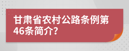 甘肃省农村公路条例第46条简介？