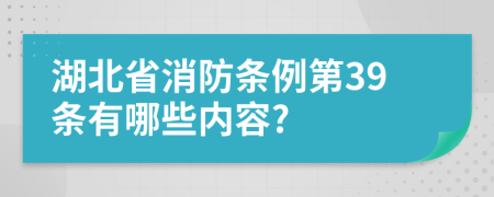 湖北省消防条例第39条有哪些内容?