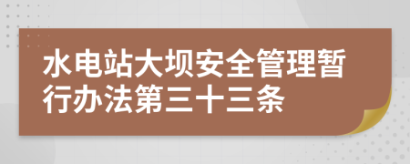 水电站大坝安全管理暂行办法第三十三条