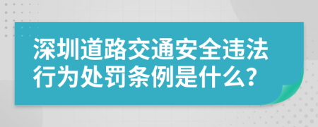 深圳道路交通安全违法行为处罚条例是什么？