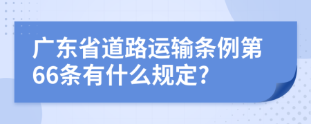 广东省道路运输条例第66条有什么规定?