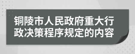 铜陵市人民政府重大行政决策程序规定的内容