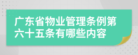 广东省物业管理条例第六十五条有哪些内容