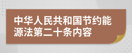 中华人民共和国节约能源法第二十条内容