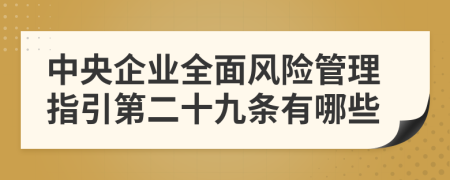 中央企业全面风险管理指引第二十九条有哪些