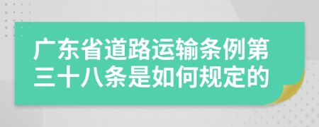 广东省道路运输条例第三十八条是如何规定的