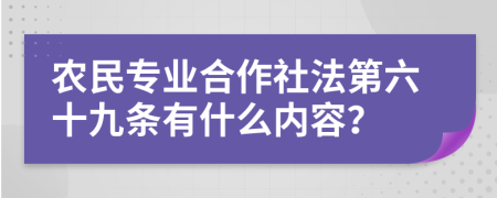 农民专业合作社法第六十九条有什么内容？