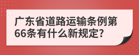 广东省道路运输条例第66条有什么新规定?