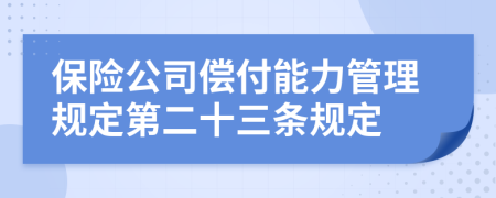 保险公司偿付能力管理规定第二十三条规定
