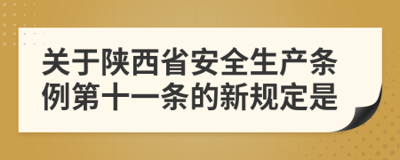 关于陕西省安全生产条例第十一条的新规定是