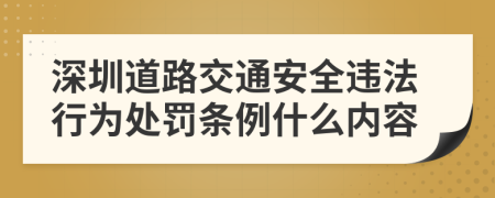 深圳道路交通安全违法行为处罚条例什么内容