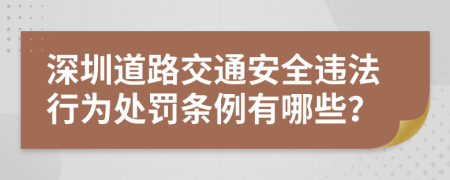 深圳道路交通安全违法行为处罚条例有哪些？