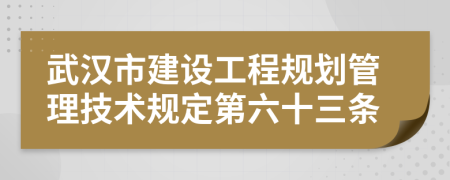 武汉市建设工程规划管理技术规定第六十三条