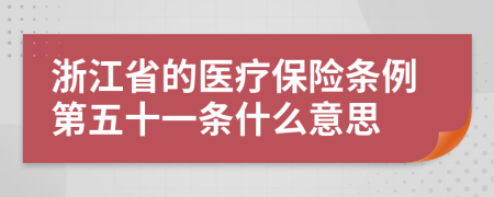 浙江省的医疗保险条例第五十一条什么意思