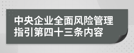 中央企业全面风险管理指引第四十三条内容