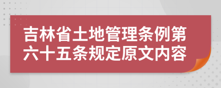 吉林省土地管理条例第六十五条规定原文内容