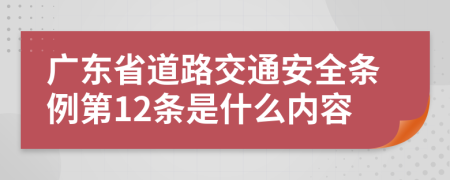 广东省道路交通安全条例第12条是什么内容