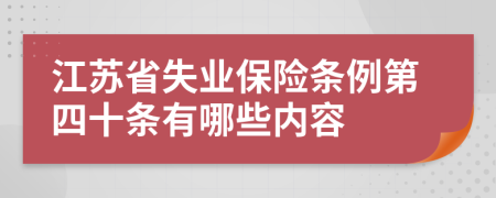 江苏省失业保险条例第四十条有哪些内容