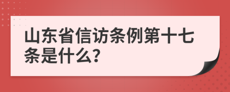 山东省信访条例第十七条是什么？